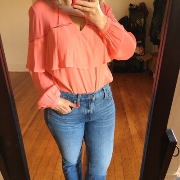 NWT Coral Ruffle Top Southwestern LONG Sleeves - Picture 1 of 8